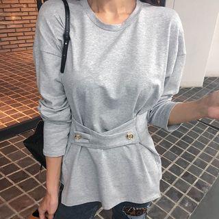 Drop-shoulder Tab-waist Top