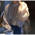 Ruffle Trim Blouse Almond - One Size