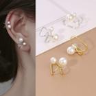Faux Pearl Cuff Earring 1 Pc - White Faux Pearl - Silver - One Size