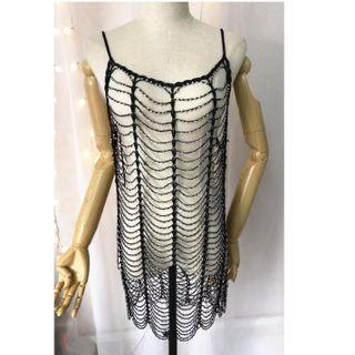 Beaded Loose-knit Camisole Top