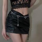 Hollow Heart Chain Belt Silver - One Size