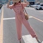 Pocket Detail Short-sleeve Jumpsuit