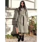 Hidden-button Wool Blend Coat With Sash One Size