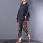 Long-sleeve Check Loose-fit Top