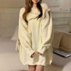 Off-shoulder Bow Accent Long-sleeve Knit Dress