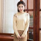 Frilled Collar Embroidery Sweater