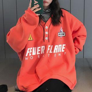 Turtleneck Stripe Long-sleeve T-shirt/ Flame Print Sweatshirt