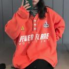 Turtleneck Stripe Long-sleeve T-shirt/ Flame Print Sweatshirt