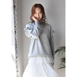 Frilled Drop-shoulder Sweatshirt