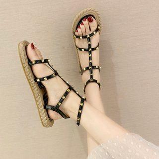 Studded Faux Leather Sandals