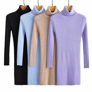Turtleneck Mini Bodycon Knit Dress