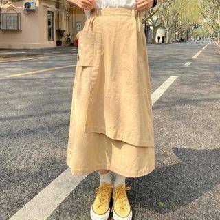 Asymmetric Midi A-line Cargo Skirt