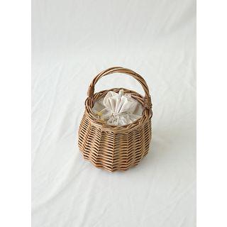 Cylinder Basket Tote Beige - One Size