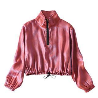 Long-sleeve Iridescent Mock-neck Crop Top