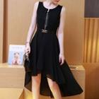 Sleeveless Dip Back Chiffon Dress