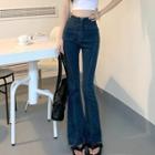 High Waist Fray Hem Bootcut Jeans