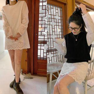 Eyelet-lace Shift Minidress Ivory - One Size