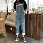 Ripped Straight-cut Buttoned Denim Jumper