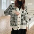 Plaid Buttoned Cardigan As Shown In Figure - One Size