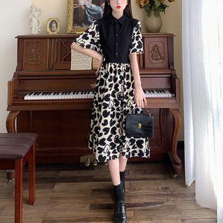 Short-sleeve Polo-sleeve Panel Dress