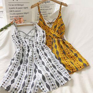 Printed Wrap Sleeveless Playsuit