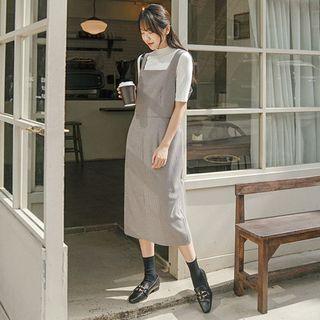 Plus Size Sleeveless Checked Long Dress