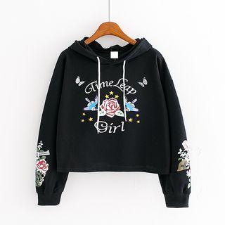 Floral Print Cropped Hoodie