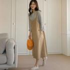 Tab-waist Flared Long Overall Dress