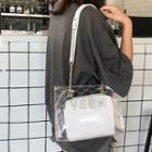 Lettering Transparent Shoulder Bag With Zip Inset Pouch