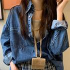Retro Long-sleeve Denim Shirt Jacket As Shown In Figure - One Size