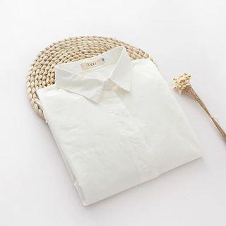 Long-sleeve Frilled Hem Blouse