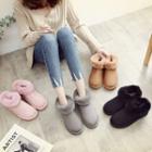 Fleece-lining Furry-trim Ankle Boots