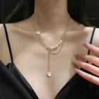 Freshwater Pearl Pendant Alloy Necklace 1 Pc - Gold - One Size