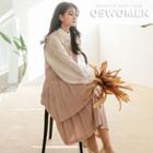 V-neck Sleeveless Pleated Long Layered Dress