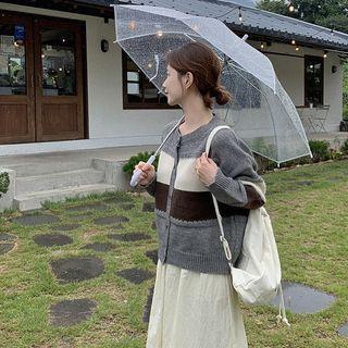 Scallop-trim Color-block Cardigan