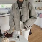 Plaid Buttoned Jacket Gray - One Size