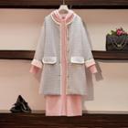 Tweed Coat / Midi Knit Hoodie Dress