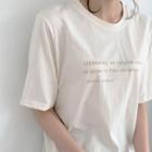 Letter-printed T-shirt Cream - One Size