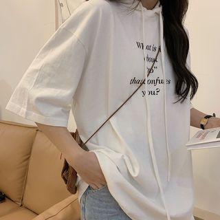 Short Sleeve Letter Print Hoodie