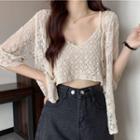 V-neck Lace Camisole Top / Cardigan