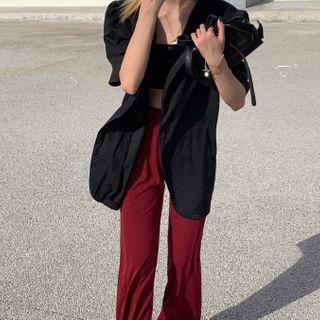 Short-sleeve Blazer / Slitted Pants