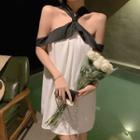 Halter Two-tone Mini Dress