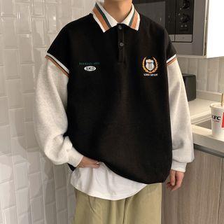 Mock Two Piece Polo Neck Sweatshirt