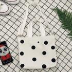 Dotted Two-way Canvas Tote Bag Black Dot - White - One Size
