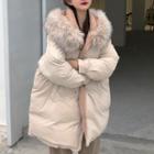 Double Breasted Hooded Padded Coat Almond - One Size