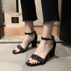Rhinestone Chunky Heel Ankle Strap Sandals