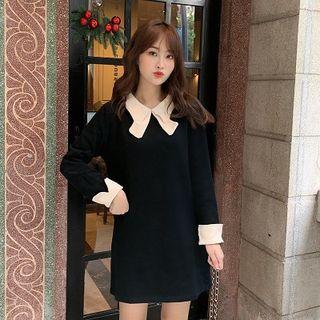 Bow Collar Long-sleeve Dress