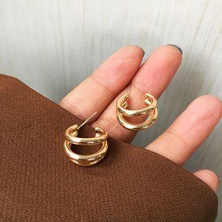 Layered Hoop Earring 1 Pair - S925earrings - One Size