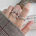 925 Sterling Silver Geometric Ring Platinum - One Size