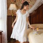 Puff-sleeve Ruffled Midi A-line Sleep Dress